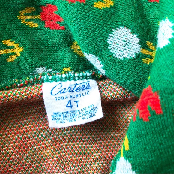Vintage Floral Cardigan - Vintage Girls Clothes, 80s 70s Kids, Christmas Sweater - Picture 4 of 5